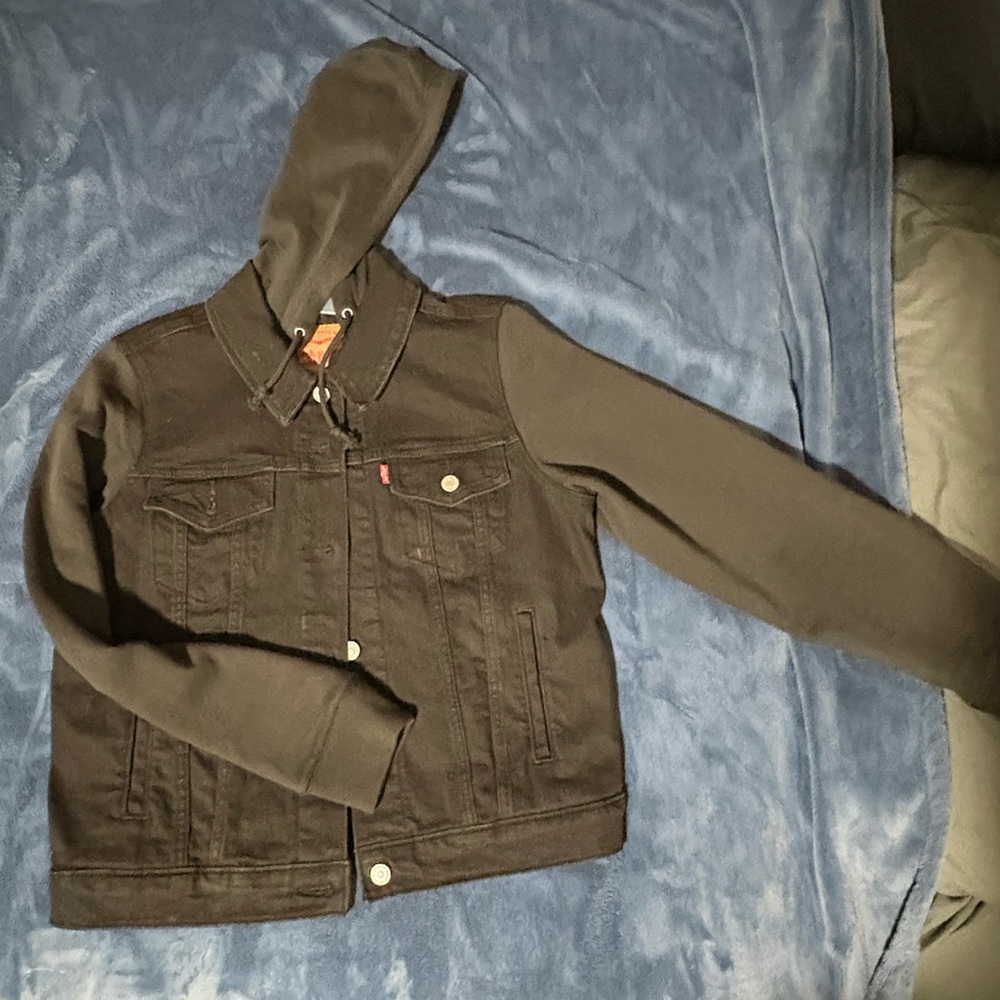 Levi's Kids Charcoal Denim Jacket with Hood